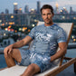 Pre-order🎉 2026 Sale — Over 33,000 Sold! 👕 Men's Casual Faux Denim Print T-Shirt Shorts Set 🧢