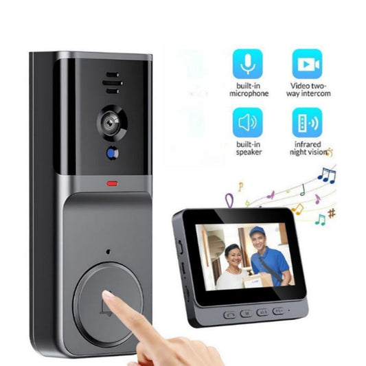 🎥Wireless doorbell camera: 1080P, 170° angle, 4.3-inch screen, IPX65 outdoor waterproof rating, night vision🔥