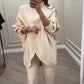💗LAST DAY SALE 50% OFF⚡Women's 2-piece set – Asymmetrical sweater + wide-leg pants, relaxed fit and soft fabric, ultra comfortable 👚✨