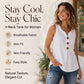 Women's V-Neck Sleeveless Cotton Linen Vest