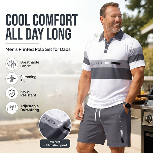 👕 LIMITED-TIME 50% OFF! 💥 Men's Two-Piece Shirt and Shorts Set – Digital Print, Athletic Fit, Wrinkle Resistant ✨