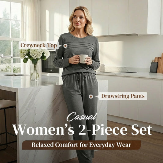 🔥LAST DAY 50% OFF✨Women's Crew Neck Top & Drawstring Pants Set
