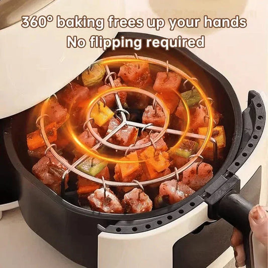 🥩 Last Day Special Price £9.99 ! 🍢Air Fryer Vertical Kebab Grill Rack, 360° Rotating Skewer Stand with Free Heat Resistant Anti-Scald Gloves