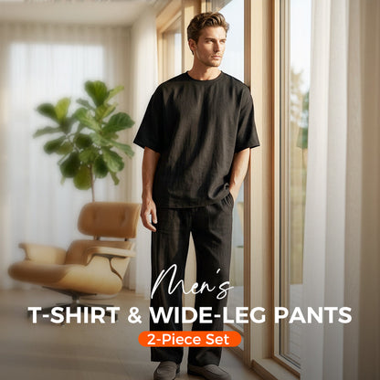 🔥While Supplies Last 40% OFF!👔Men's T-Shirt & Wide-Leg Pants 2-Piece Set