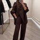 💗LAST DAY SALE 50% OFF⚡Women's 2-piece set – Asymmetrical sweater + wide-leg pants, relaxed fit and soft fabric, ultra comfortable 👚✨