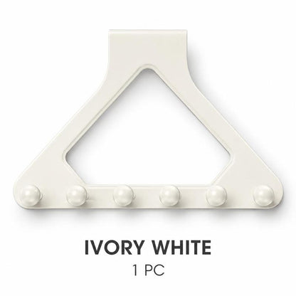 Cream Over the Door Hook Organizer Rack Heightened and Reinforced Punch Free Heavy Duty Coat Hat and Bag Hanging Rack for Bedroom