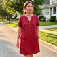 🏖️50% OFF!👗Women's V-Neck Tunic Dress – Relaxed Fit, Pockets & Breathable