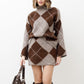 ✨ Diamond-patterned knit sweater and skirt 2-piece set – Effortless Stylish Outfit in One👚