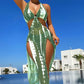 👙 LIMITED TIME 50% OFF! ✨ Striped Two-Piece Swimsuit – Halter Neck Tie, Ring Detail, High Stretch 🌊