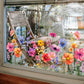 📢📢50% OFF !! ⏰Colorful Floral Bouquet Window Sticker – Vibrant design, easy peel & removable – Perfect for home, cafe & spring decor ✨