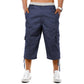 🩳 50% OFF! Men's Long Cargo Shorts – 3/4 length, elastic waist, multi pockets – perfect for travel, work & weekends. 💪🏖️