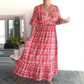 💥🔥Last Day Sale 50%🔥💐✨Bohemian casual print V-neck waist wrap long dress