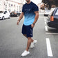 🏖️⏳SUMMER SALE: ONLY ￡16.99!!😎Men's Gradient Color T-Shirt & Shorts Set