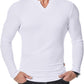 💗LAST DAY PROMOTION - 50%OFF V-Neck Longline Ribbed Tees Shirts Long Sleeve Gym Workout Athletic Menswear Tops