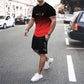 🏖️⏳SUMMER SALE: ONLY ￡16.99!!😎Men's Gradient Color T-Shirt & Shorts Set