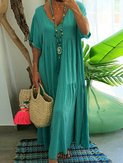 🌺Hot Sale 50% OFF⏳Women’s Casual Long Dress with Short Sleeves