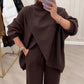 💗LAST DAY SALE 50% OFF⚡Women's 2-piece set – Asymmetrical sweater + wide-leg pants, relaxed fit and soft fabric, ultra comfortable 👚✨