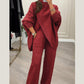 💗LAST DAY SALE 50% OFF⚡Women's 2-piece set – Asymmetrical sweater + wide-leg pants, relaxed fit and soft fabric, ultra comfortable 👚✨