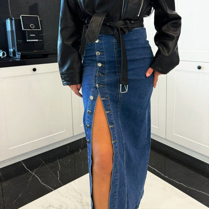 🔥 Party Statement | Button-Split Denim Skirt | Sexy High-Slit Detail 🎉【63% OFF】