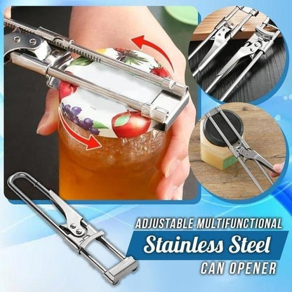 🥫 LIMITED‑TIME 50% OFF! ⚙️ Adjustable Stainless Steel Can & Jar Opener – Effortless Twist, Universal Clamp & Non‑Slip Steel Grip 🍾