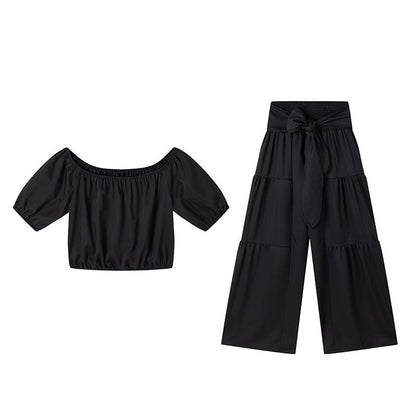 💎 40% OFF THE OFF-SHOULDER PUFF SLEEVE SET! 💎 High-Waisted Pants, Romantic Flare & Stretch Fabric ✨
