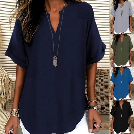 🌸Spring Sale 40% OFF👕Fashion Loose Solid Color Short Sleeve Top