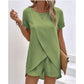 🎁New arrival 50% OFF💥 Women's Solid Color Irregular Top & Shorts Two Piece Set