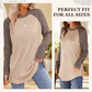 Top Casual de Manga Larga y Cuello Redondo Para Mujeres