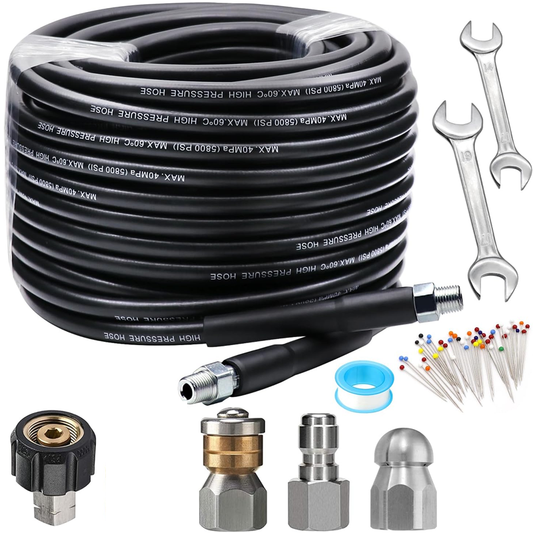 💦 ¡69% DE DESCUENTO! 🚿 Kit de Limpieza para Alcantarillado 5800 PSI - Boquilla Rotativa y Manguera Reforzada para Desatascar Tuberías 🛠️✨