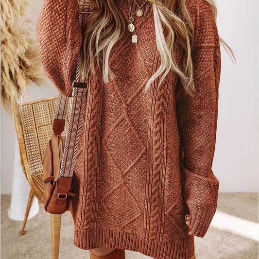 💖LAST DAY PROMOTION - 61%OFF 💖 Trendy Cable-Knit Loose-Fit Sweater Dress