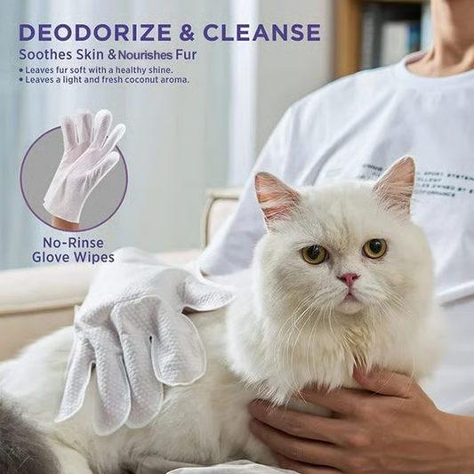 🐾 BUY 2 GET 1! 🧤 RINSE-FREE PET GLOVES - Deep Cleans & Deodorizes in One Step, Soft Silicone Tips for Massage, Safe for Cats and Dogs 🐶🐱✨