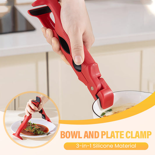 🍽️ BUY 2 GET 1 FREE! 🔒 3-in-1 Silicone Bowl & Plate Clamp – Non-Slip Grip for Food Storage, Saves Space & Kitchen Helper 🎁✨