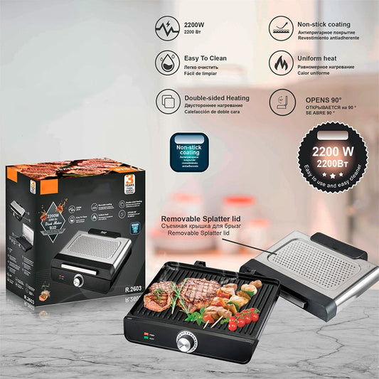 📢📢60 % OFF !!🎅2200W Smokeless Indoor Grill with Non-Stick Plate🥩