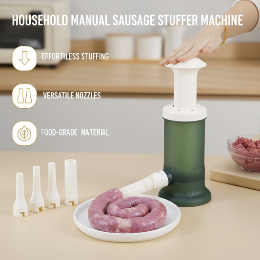 🔥2026 Bestseller🔥🥩 Household Manual Sausage Stuffer Machine | Year-End Mega Upgrade Launch | Professional Grade with 4 Nozzles & Stainless Steel Build | Craft Homemade Sausages & Jerky 🚀✨