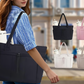 💕🎁Wandering Nature Puffer Tote Bag with Cup Holder & Laptop Compartment & Trolley Sleeve for Travel, Work, Nurse, Women
