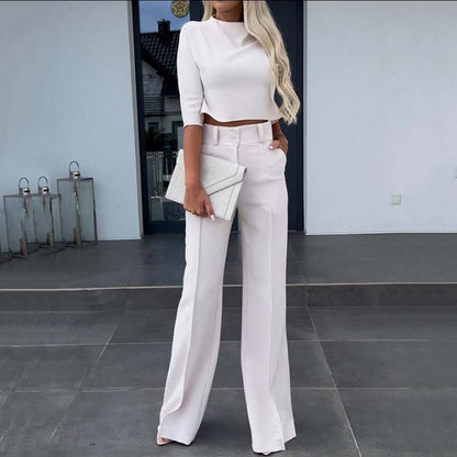 📢📢60%  OFF !! ⏰Women's Elegant Crop Top & Wide-Leg Pants Set