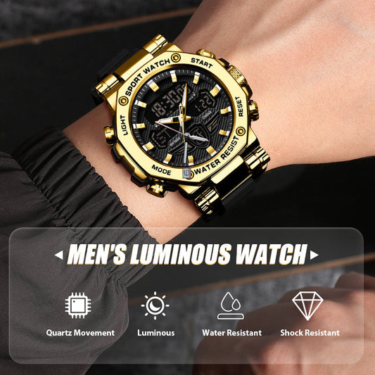 🔥 58% OFF! ⏰ Men's Multifunction Waterproof Luminous Watch – Dual Display, 50M Water Resistance & Glow-in-the-Dark Readability 🌙⌚