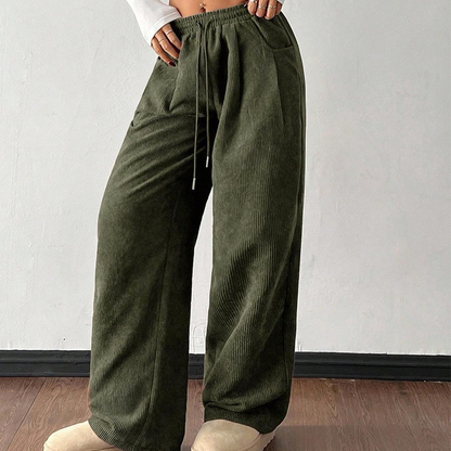 ✨💖 Retro-Chic Vibe | High-Waist Corduroy Trousers | Textured & Relaxed Fit 🕶️