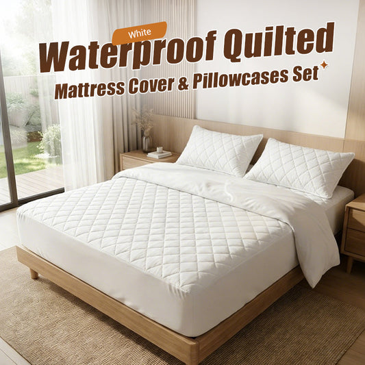 🔥 Hot Sale 🔥Waterproof Quilted Mattress Cover & Pillowcases Set