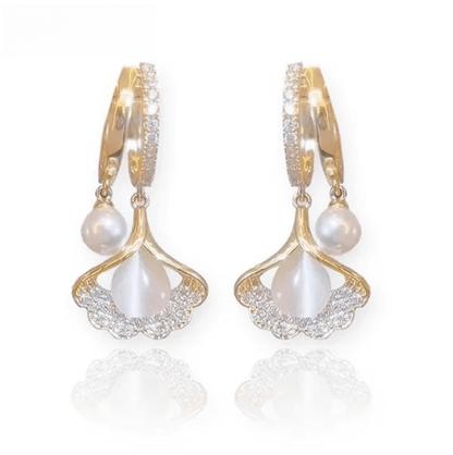 🍃 Inspired by Nature | Pearl Earrings with Apricot Leaf Detail | A Truly Precious Gift 💝【Limited Offer】