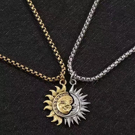 🌞🌙 Valentine’s Day Special! Sun & Moon Pendant Necklace Set – Symbolic Couple Jewelry, Gold & Silver, Asymmetrical & Meaningful