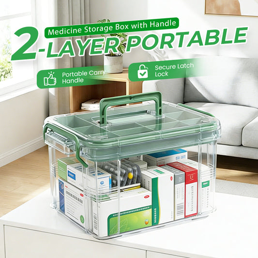 🔥While Supplies Last 48% OFF!🎉 2-Layer Portable Medicine Storage Box with Handle