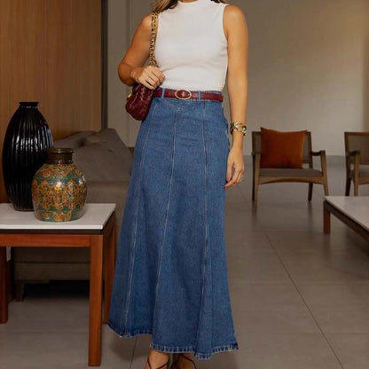🔥Spring Limited Sale 68% Off!!✨Women's High-Waist A-Line Denim Maxi Skirt💞