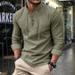 💎 50% OFF! 💎 Men's Casual Solid Color Shirt – Lace-Up Neck, Modern Stand Collar & Breathable Cotton Blend 👔