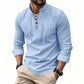 💎 50% OFF! 💎 Men's Casual Solid Color Shirt – Lace-Up Neck, Modern Stand Collar & Breathable Cotton Blend 👔