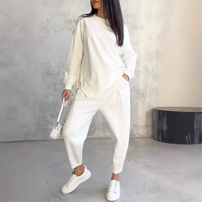 ⏰ Now only 50% off!🔥Women Long-Sleeve Irregular Hem Sweatshirts & Pants Set