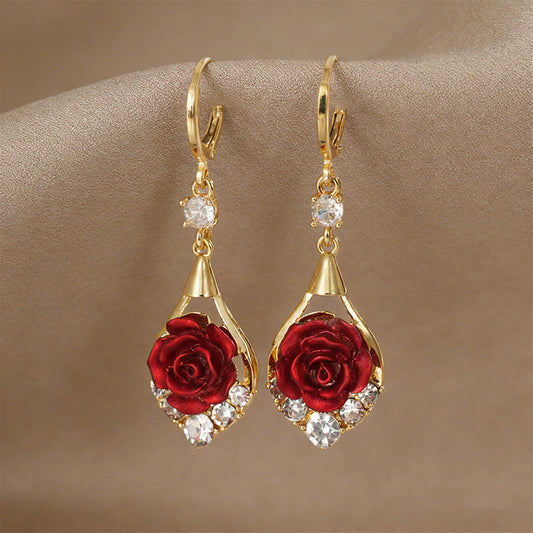 🌹 60% OFF NOW! ✨ Elegant Red Rose Drop Earrings – Romantic Design, High-Quality Finish & Perfect Gift 💝