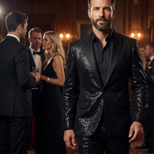 🔈🔈2026 EW ARRIVALS - 60% OFF !!!🧥👖Men's Black Sparkle Tuxedo Suit Set