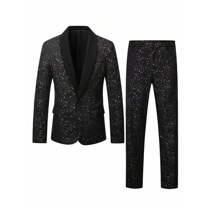 🔈🔈2026 EW ARRIVALS - 60% OFF !!!🧥👖Men's Black Sparkle Tuxedo Suit Set