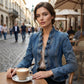 🥳💞50K+ SOLD!👵☀️ Open-Front Denim Jacket – No buttons, easy on/off. Flattering ruffle trim, breathable fabric. Classic blue wash. A versatile wardrobe staple. 🌿✅